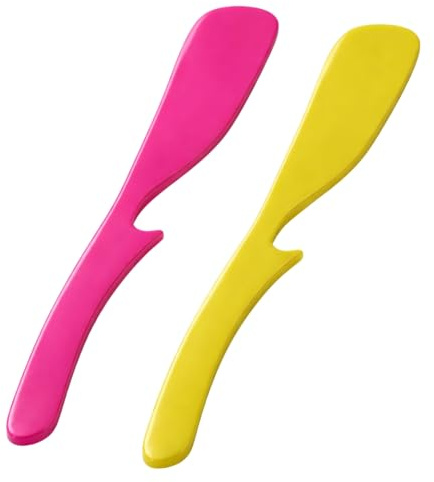 Set de 2 Spatules à Tartiner Colorées 19 cm – Étaler et Tartiner Facilement, Encoche Pose sur Pot, Couleurs Aléatoires