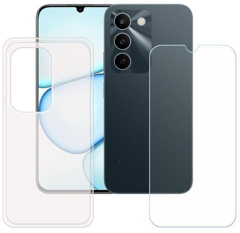 CongJiaLingXi Funda para Realme P4 Lite 5G (6.8) + Screen Protector, Translúcido Suave Silicona Caso + Cristal Templado Film Vidrio.
