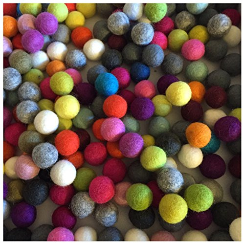 Terrapin Trading Fair Trade Nepal Wolle-Kugel Filz bunte helle Moderne Felt Balls 2Cm 20 mm / 1Cm / 100 mm