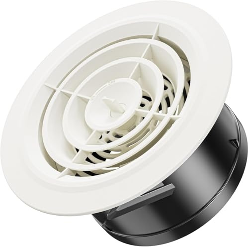 Hon&Guan ø 125mm ABS Rejilla de Ventilación Redonda, Difusor de Ventilacion Bañode Techo, Ajustable Difusor de Techo para Aire Acondicionado Conductos, Tubería VMC, Garaje, Pared