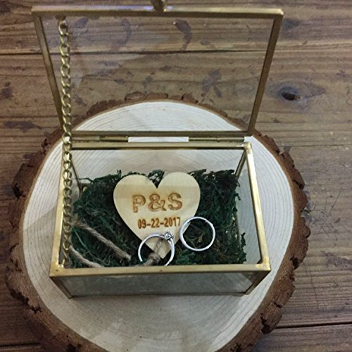 mylifemylove Personalisierbare Hochzeits-Ringbox aus Glas, Ringkissen, Ringhalter