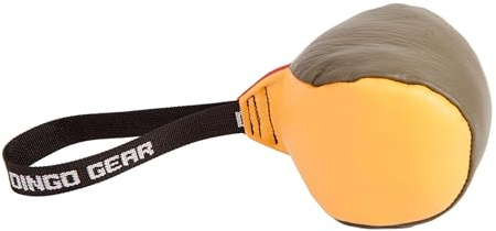 DINGO GEAR Mjuk äkta läderboll Ø 11 cm, med handtag, för unga hundar bitträning, hämta, belöning, lektid, hundboll – slumpmässig färgsortiment (S02779)