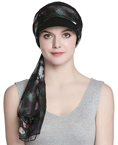 Alnorm Baumwoll-Set aus Mütze und Schal, atmungsaktiv, Chemo-Kopfbedeckung für Damen