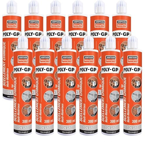 Lot de 12 cartouches de Scellement chimique POLY-GP ton gris SIMPSON
