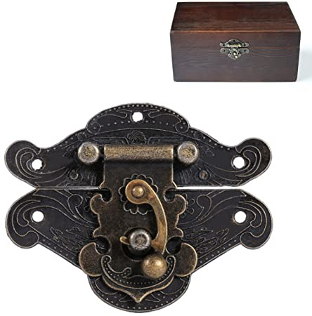 Atyhao Vintage Latch Hasp Clasp Lock Bronze Embossed 1.8 x 1.4IN S | Secure Closure,For Wooden Jewelry Boxes Storage Chests Furniture Doors,Zinc Alloy,With Screws,Easy to Install