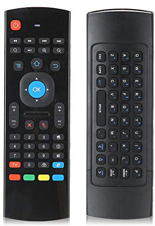 Tastiera Air Mouse Double Sides, Telecomando TV 2.4G Set Tastiera Mouse con Identificazione e Rilevamento Movimento Spazio Libero a 360°, Tastiera Gaming Wireless per Android, PC, Proiettori, TV(nero)