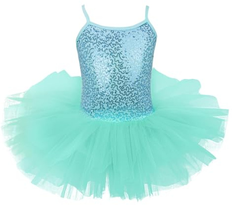Freebily Tutu Ballerina Bambina Colorato Body Ginnastica Artistica Ragazza Senza Maniche Vestito Danza Classica da Balletto Leotards Dancewear Abito da Ballo Saggio Turquoise 10-12 Anni