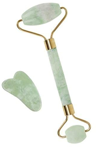 Jade Roller Kit, Gua Sha Massage Tool, Fimate Anti-Aging Natürliche Gesicht Jade Stein Set - Gesichtsmassagegerät, Gesichtsroller für Gesicht Haut, Augen, Hals, Bein