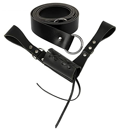 Kevrnabxi Medieval Sword Belt Waist Sheath Scabbard Holder Adult Men Larp Knight Battle Weapon Costume Rapier Ring Belt Strap Holster (black,right hand)