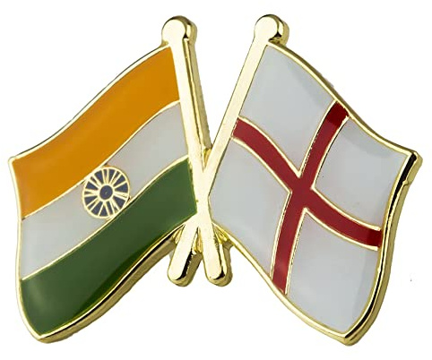 India & England St George Friendship Flag Metal Enamel Pin Badge – 2.4cm x 1.9cm – Crossed National Flags Hard Enamel Lapel Pin – UK England and India Cultural Heritage Symbol