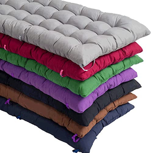 PROHEL Bench Cushion Seat Pad 2 3 Seater Long Padding with Ties for Outdoor Garden Swing Patio Furniture, Indoor Benches Bay Window Pallet Furniture Tufted Cotton Cushions …