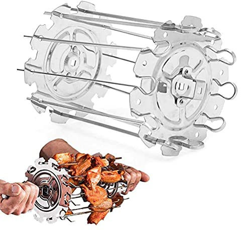 Rôtissoire de cage pour barbecue, acier inoxydable résistant et rotation uniforme, brochette rotative pour kebab et grillades, for cuisine extérieure, camping, fête familiale, restauration mobile