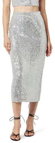 The Drop Gonna da Donna, Bianca, Midi, con Paillettes, Argento, XXS