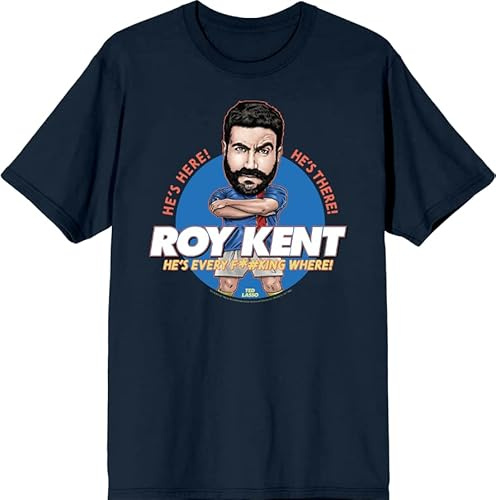 Ted Lasso Roy Kent Bobble Head Crew Neck Short Sleeve Navy Men's T-Shirt-Large