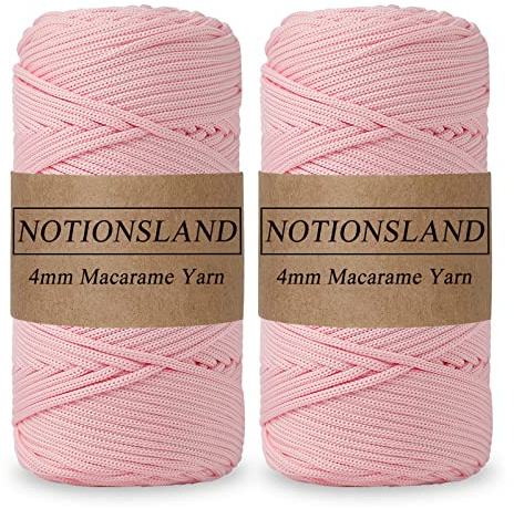NOTIONSLAND 2-teilige 4MM Polyester Garn, Makrame Garn, Polyester geflochtene Schnur