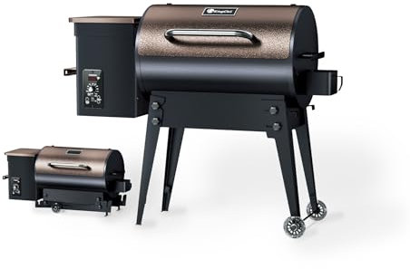 KingChii Barbecue portable à granulés de bois et fumoir multifonction 8 en 1 avec pied pliable pour camping, cuisine, cuisson et rôti, 3000 cm² Bronze
