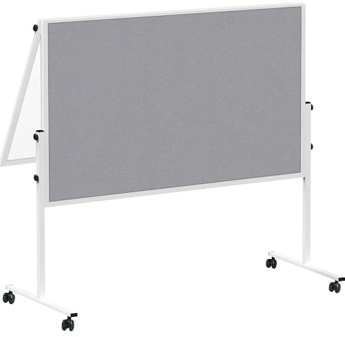 MAUL Moderationstafel mobil MAULsolid weiß grau klappbar Whiteboard Filz | ideal für Workshops, platzsparend verstaubar, magnetische Schreibfläche, pinnbare Filzrückseite, leichter Raumwechsel