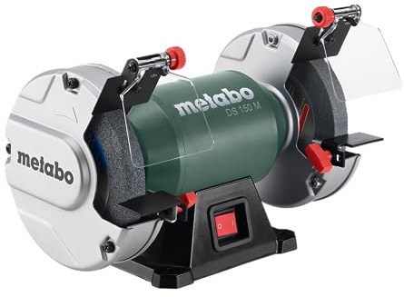 Metabo - 6 Shop Bench Grinder | 370W | 3.4 Amp | Adjustable Eye Shield and Spark Deflectors | 3-Year Limited Warranty | DS 150M, Green