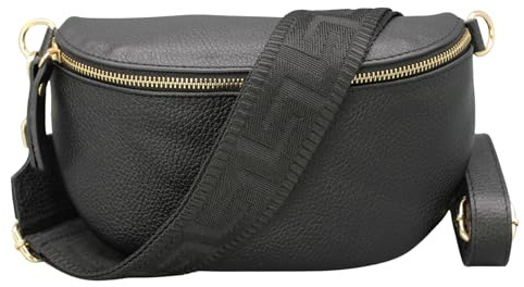 Brise Art SAHEL Damen Bauchtasche Echtleder Handgefertigt Crossbody Bag | Damen Umhängetasche, Echtes Leder, Schultertasche mit Ledergurt & wahlweise gemustertem Riemen, 2 Fächer, Made in Italy