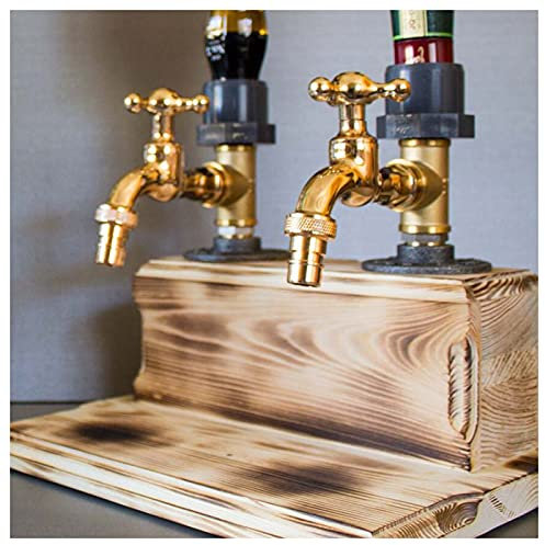 Set di bicchieri da bar in ottone antico, erogatore di legno di whisky a forma di rubinetto, fontana di alcol for feste, decanter for cocktail, portabevande da barista, for la festa dei piedi del papà