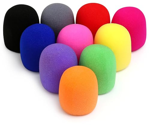 10Pcs Microphone Foam Covers Thick Handheld Stage Microphone Windscreen Reusable Mic Foam Filter Covers for Most Microphone (Multicolored)