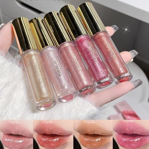 Brillant à lèvres repulpant pigmenté 5 pièces, ensemble de vernis à lèvres fin et chatoyant, brillant à lèvres hydraté, teinture à lèvres douce et brillante longue durée