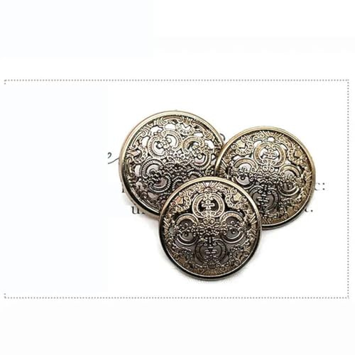 10 Stücke Retro Hohl Geschnitzte Metallknöpfe Runde Dekorative Knöpfe Für Kleidung Nähzubehör DIY Bluse Jacke Runde Knöpfe-Retro Gold-20mm