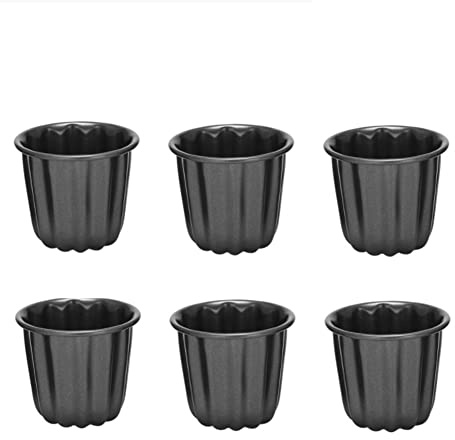 Dedjgoo Canele Mold, Cannele Muffin Cup, 6Pcs Non-Stick Cannele Mould Gray-Black Canneles
