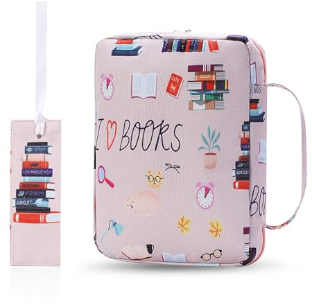 Hixingo Funda de Tela Ajustable para Libros con Cremallera, Protectora para Biblia y Amantes de la Lectura (26x19cm)