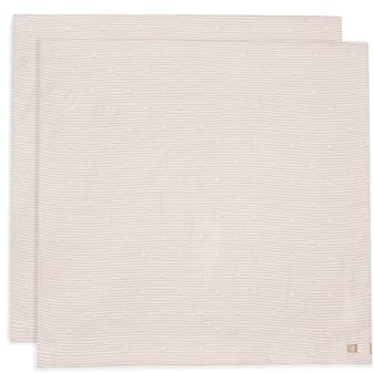 Jollein Musselin Tuch Baby - Miffy Stripe, Biscuit - 2er Pack - 115x115cm - 100% Baumwolle - Oeko-TEX Zertifiziert - Spucktuch Baby - Hellbraun mit Streifen