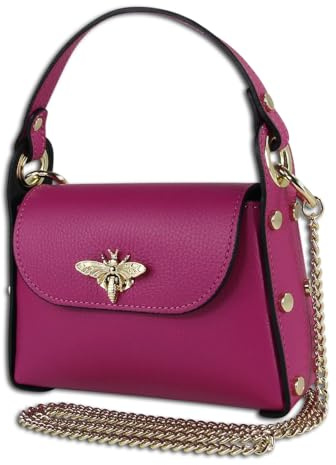 Toscanto Sac à bandoulière en cuir rose fuchsia OTT817UP pour femme, Sacoche, rose, fuchsia, mittel 19x14x6,5cm, sac