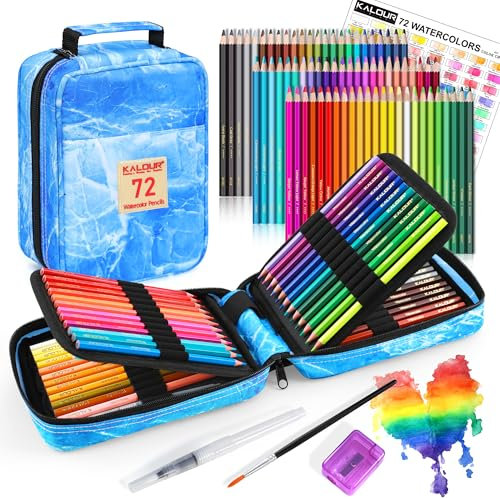 KALOUR PDAS Professionelle Aquarellstifte, Set mit 72, Studio Collection Künstlerstifte, vorgefertigte wasserlösliche Stifte, feste Textur, wasserlöslich, tolle Geschenke für Erwachsene oder Teenager