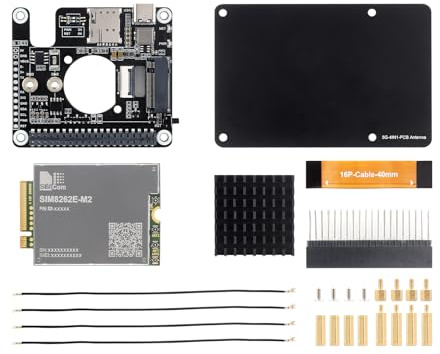 Waveshare PCIe to 5G/4G/3G HAT for Raspberry Pi 5, High-Speed, Compatible with 3042/3052 Package SIMCom/Quectel 5G Module, Compatible with Pi/OpenWRT/Windows/Linux Systems, with SIM8262E-M2 5G Module
