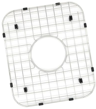 Milageto Protector de Fregadero de Cocina, Rejilla de Acero Inoxidable para Lavabo, Orificio de Drenaje Central, 300x350 Mm