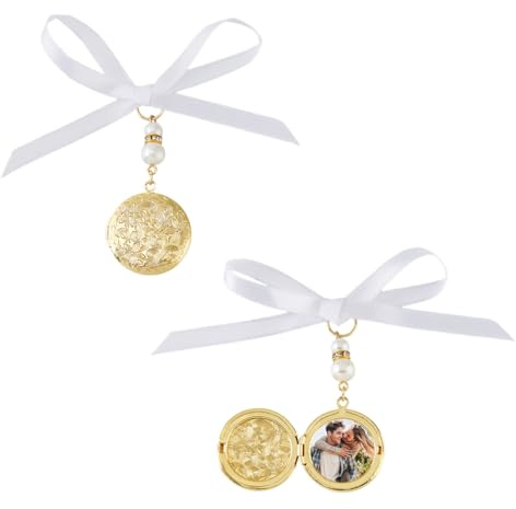 SUPERFINDINGS 2 Stück Hochzeitsstrauß Anhänger Oval Brautstrauß Foto Anhänger 316 Edelstahl Medaillon Charm Dekoration Memorial Engel Foto Anhängers Für Verlobung Braut Party Dekoration