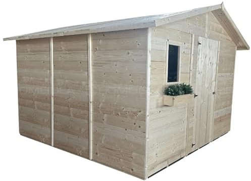 Home Idea Italia Casetta Porta Singola 229 x 316 x 176 cm in legno di Abete personalizzabile con copertura tetto pavimento impregnante