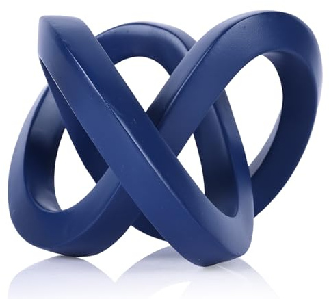DOVDOV Dekorative Blaue Knoten-Skulptur, Ästhetik der Blauen Zimmerdekoration, Möbius-Ring-Statue für Bücherregal, Wohnzimmer, TV, Büroschrank, Couchtisch über Details