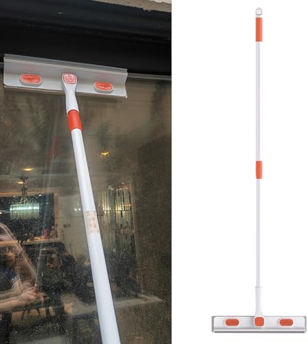 Perche Nettoyeur Vitre Nettoyage Lave Kit De Raclette Pour Le Lavage Des Vitres, Raclette Rotative À 180° Condensation Des Camions, Miroir Patio, Porte De Douche, Hélice Télescopique Nettoyage Des Vit