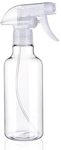 Hethyo Spray Bottles 12oz Plastic Spray Bottle for Hair Mist/Stream Heavy Duty Empty Spray Bottles for Cleaning Solutions, Plants (12oz-Clear)