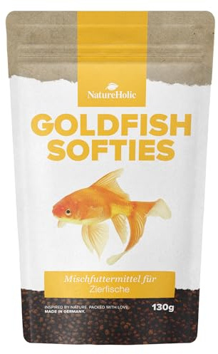 NatureHolic Goldfish Softies - Goldfischfutter I Fischfutter für Goldfische I Extra Soft I Schonende Herstellung I Made in Germany I 130g