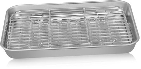 Didiseaon 2 Set Teglie da Forno in Acciaio con Griglia per Teglie da Forno Multiuso e Facile da Pulire