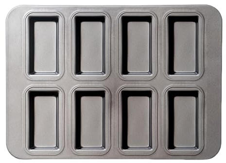 Stampo Financier, piccole teglie, stampo da forno a 8 cavità, superfici antiaderenti, materiale robusto, 25,5 x 20 x 4 cm, per muffin, brownie, cupcake, cheesecake
