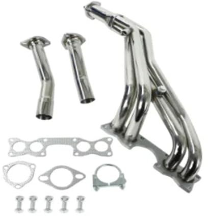 Shuogoufeng Store Collecteur tubulaire bicolore TRI-Y, collecteur d'échappement for 90-95, Compatible avec Nissan D21/Compatible avec moteur Pickup 2,4 l(Silver)