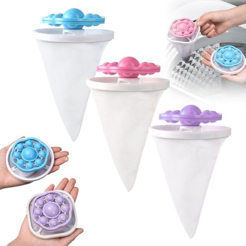 Pet Hair Remover Washing Machine, Washing Machine Hair Filter Cleaning Mesh,Pet Hair Remover for Laundry and Floating Hairs Filtering Mesh, Cat Dog Fur Remover Washing Machine Reusable (MIX-3)