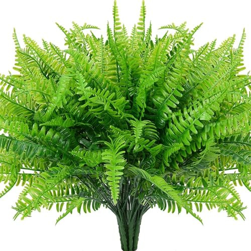 4 plantas artificiales para exteriores, helechos artificiales para plantas de plástico resistentes a los rayos UV (4, verde)