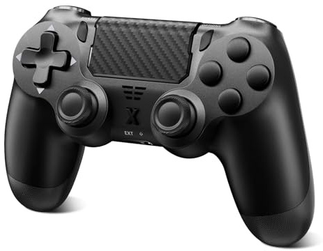 Glitfix Mando para PS4, Mando Inalámbrico con Luces para PS4/Pro/Slim/PC, Duobla vibrado/tuŝa panelo /3.5 mm Audio -socket/ses -jara akso /1000mAh reŝargebla baterio(Black)