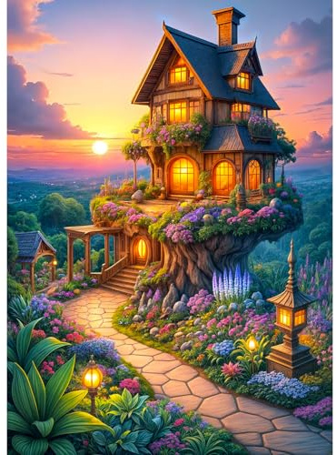 HUADADA Jigsaw Puzzles for Adults 1000-Fairy Tale House | Eco matte oil print, eye strain relief, tight puzzle piece fit, vibrant colours,gifts for men women