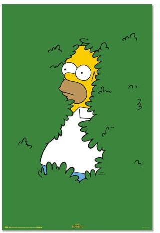 Grupo Erik: Poster Homer Simpson, Homer tra i cespugli/Poster Grande Da Parete Con Licenza Ufficiale, Stampa Per Camera O Ufficio