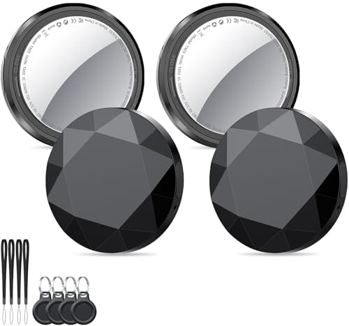 Smart Air Tracker Tag 4 Pack, Buscador de Objetos Bluetooth Funciona con Buscar Apple (sólo iOS), Localizador Bluetooth, Rastreador para Llaves, Cartera, Equipaje, Mochila, Batería Reemplazable, Negro