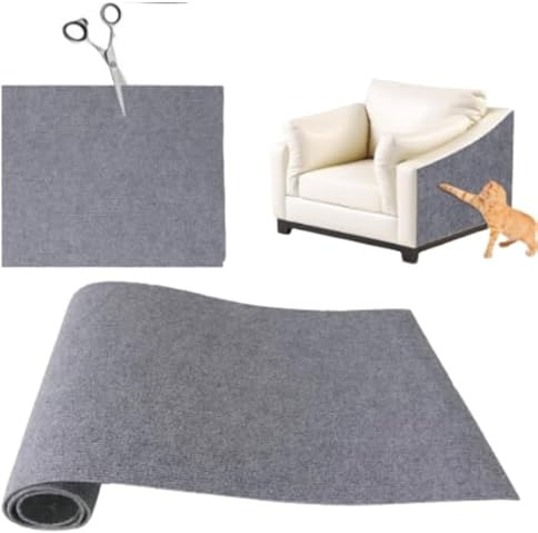 Self-Adhesive Cat Scratching Mat, Trimmable Cat Scratch Protector, DIY Anti Scratch matt for cats, Climbing Cats Scratch Pad for Furniture, Walls & Sofas (Grey, 30x100cm)